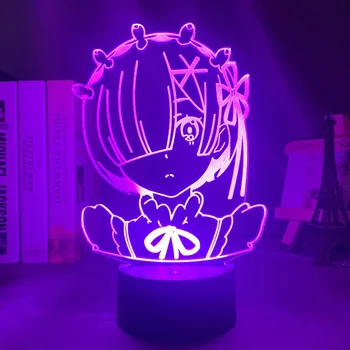 Anime Rem Re Zero Figura Lumina de Noapte Led-uri cu Senzor Tactil Color Schimbarea Copilul Veioza pentru Dormitor Decor de Birou 3d Lampa Manga Cadou