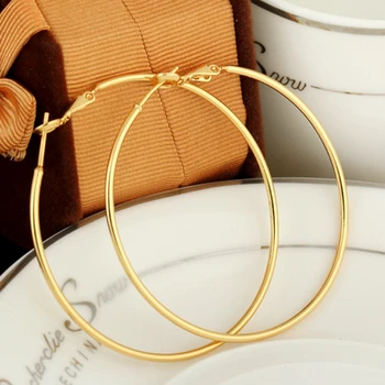 Aur Umplut de Mare Nou la Modă Rotund Mare Hoop Cercei pentru Femei de 40 mm*2 mm