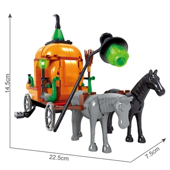 Ausini Vrăjitoare, Fantome Cai de Transport Jucării pentru Copii Creator Blocuri de Dovleac Model de Vehicul Cifre Cărămizi Halloween Cadouri