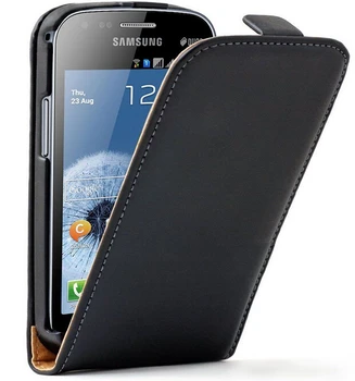 Autentice din Piele de Caz Pentru Samsung Galaxy S Duos S7562 GT-S7562 Caz Capacul Negru Alb Roz Disponibil + Screen Protector