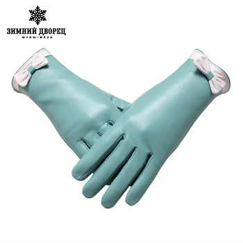 Autentice din Piele de mănușă mănuși de Moda de sex feminin din piele mănuși de cald iarna stil Popular mănuși de femei Populare Lumina albastru