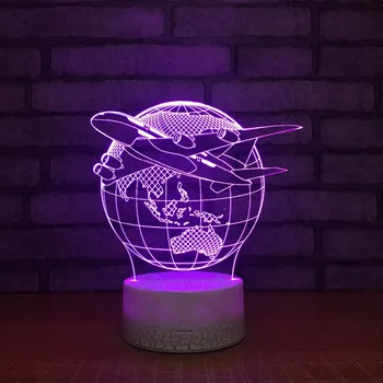 Avion Air Pământ Model 3D Lumina de Noapte LED Masă Lampă Iluzie Optică, Iluminat Dormitor 7 Culori Schimbare starea de Spirit Lampă Pentru Copii Cadouri