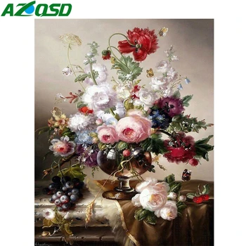 AZQSD 5D Diamant Pictura Floare Plină Piața de Foraj Manual Kituri Cadou de Diamant Mozaic Broderie Vaza Decor Acasă