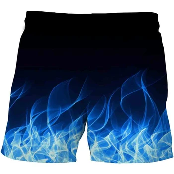 Baieti pantaloni Scurți de Vară de Imprimare 3D Albastru Verde Roșu Flacără uscare Rapidă pantaloni de Plajă pentru Copii de Moda pantaloni Scurți pentru Copii 3-14T