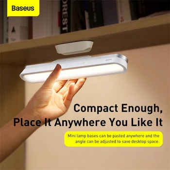 Baseus LED Lampa de Birou Magnetic Lampă de Masă pentru Studiu Cabinet de Lumină USB Reîncărcabilă fără Trepte de Reglaj Dormitor/bucatarie/dulap
