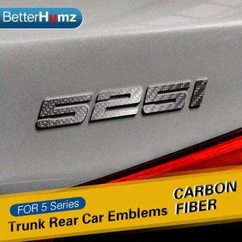 BetterHumz Fibra de Carbon Autocolante auto accesorii Exterior Portbagaj Spate Emisiilor Insigna Emblema de styling auto Pentru BMW f10 f11 f07