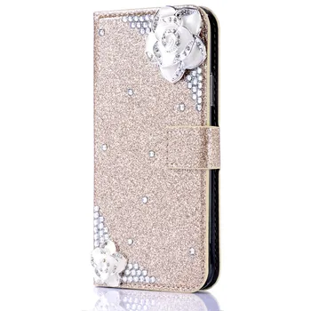 Bling Diamant Caz Flip Pentru Samsung Galaxy J3 J5 J7 2017 PRO J310 J510 J710 J4 J6 PLUS 2018 Glitter din Piele Portofel Book Cover