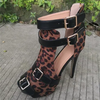 Brand de lux de Design de Dimensiuni Mari 34-47 leopard Personalizate Femei Pantofi pentru Femeie Sexy Punk Tocuri inalte Pantofi Femei Cizme de vara, sandale