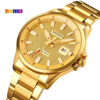 Brand de Top SKMEI de Lux de Aur Cuarț Ceas de mână de Afaceri Bărbați Ceasuri Calendar de sex Masculin Ceas montre homme Relogio Masculino 1654