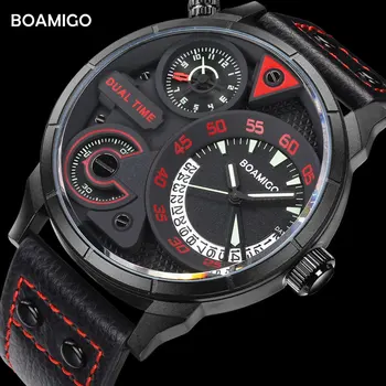 Brand Original BOAMIGO Ceas Barbati Sport de Lux, Ceasuri Quartz Auto Data Ceas de mână din Piele Impermeabil Ceas relogio masculino