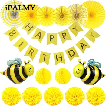 Bumblebee Tema Petrecere de Ziua pentru Copii Decor Hârtie Galbenă Fan Set de Albine Petrecere Copil de Dus Provizii