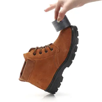 Cald Mens Ghete de Iarna pentru Bărbați Sudare Pantofi de Lucru de Siguranță Anti-zdrobitor de sex Masculin de Iarnă, Cizme bombeu metalic din Piele Pantofi