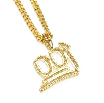 Calitate de top micro pave cz cubic zirconia barbati bijuterii de aur umplut cu lanț lung numărul 100 pandantiv cadou perfect băiat colier