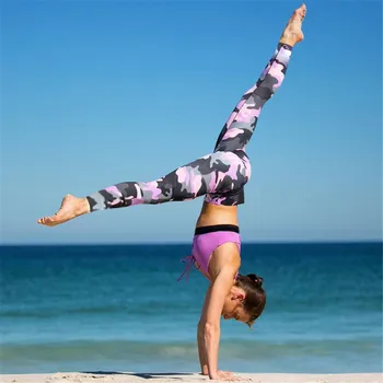 Camo Pantaloni de Yoga pentru Femei fără Sudură de Fitness, Yoga, Sport Camuflaj Ridicare Șold Talie Mare SALĂ de sport Jambiere Pantaloni de Antrenament Fata de leggins