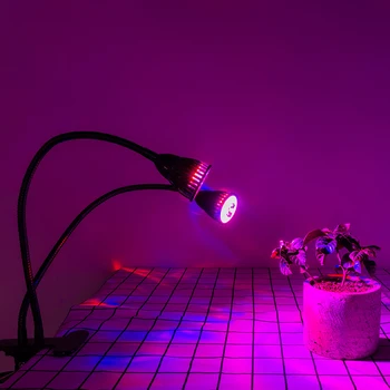 Cap dublu LED-uri Cresc Light Spectru Complet de 360 de Grade Flexibil Lampa de Titularul Clip 10W 85-265V Planta să Crească Lampă de Interior Pentru Desktop