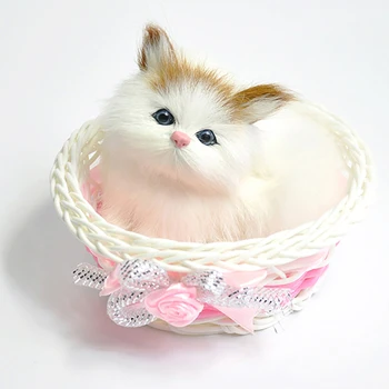 Cat Păpuși în Coșul de Simulare Animal de Jucărie Pisici Va Meowth Copii Pisica animale de Companie Jucării de Pluș Ornamente Cadou de Ziua de nastere