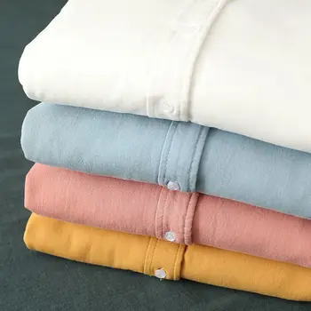 Catifea Caldă Tricou De Bumbac Cadă Femei Palton Top Solid Gros Overshirts Cardigan Bluze Complet Maneca Îmbrăcăminte Exterioară Galben