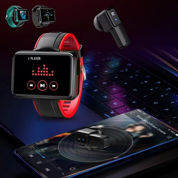 Ceas inteligent Bluetooth Full Touch Screen TWS Wireless Bluetooth Cască de Fitness Ritm Cardiac Compatibil Huawei Samsung Xiaomi