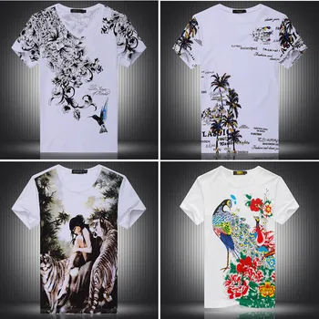 Chineză stil creativ de imprimare 3D de lux de tip boutique, cu mânecă scurtă tricou de Vara 2018 înaltă calitate din bumbac de lux tricou barbati M-4XL