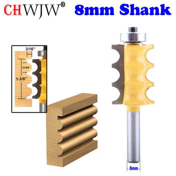 CHWJW 2PC 8mm Coadă Triple Șirag de mărgele & Triple Flaut Mare de Turnare prin Router Biți Setați Linia de cuțit de tăiere pentru prelucrarea Lemnului