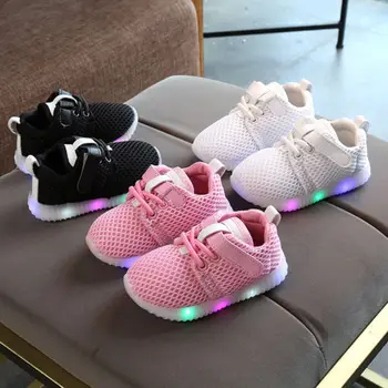 Copii Băieți Fete LED Pantofi Copii Aprinde Luminos Formatori Casual Sport Adidasi