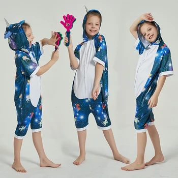 Copii Pijamale Vară cu Mâneci Scurte Pijamale Copii, Pijamale pentru Fete Baieti Homewear Desene animate Teenage costum 115-145cm