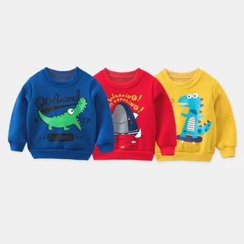 Copiii De Primăvară Pulovere Stil Nou 2-8 Ani Copii Vechi De Mult Sleeevd Haine De Bumbac Baieti De Moda Dinozaur Topuri Fete Unicorn