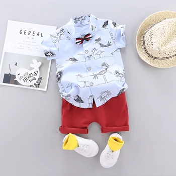 Copil Haine Băiat 2 buc Nou-născuți pentru copii Copii de Vară Băieți Bluze Animal Print T-shirt, Pantaloni Scurți Tinutele Clothes1