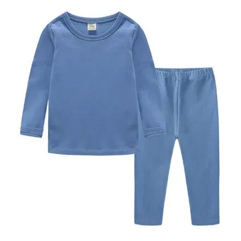 Copilul de Primăvară Pijamale pentru Copii Îmbrăcăminte de Culoare Pură Maneca Lunga din Bumbac Moale Copil Cald Pijamale Copii Baieti Fete Topuri Pantaloni Set