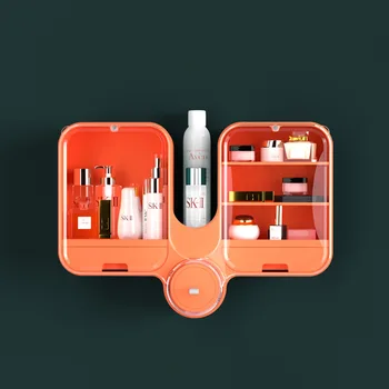 Cosmetice cutie de depozitare montat pe perete tip perforate-gratuit praf de uz casnic de mari dimensiuni-capacitate de toaletă perete raft baie