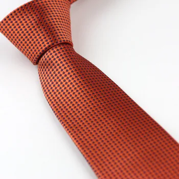 Costum pentru bărbați Cravate Design Nou Adânc Portocaliu Cu Pete Albastre Controale Cravată Cravată subțire 7cm Tricouri Rochie de Mireasa Cravat Gravatas