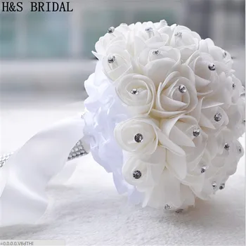Cristal Alb Fildeș nunta buchet domnisoara de Onoare buchete de nunta artificiale de noiva floare trandafir buchet de mireasa de mariage