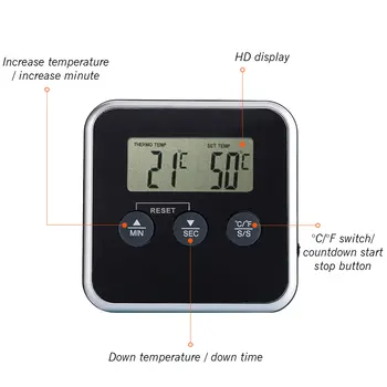 Cuptor cu microunde termometru cu funcție de alarmă Digitale Cuptor Termometru cu sondă de Apă Temperatura Laptelui Instrumente de Gătit