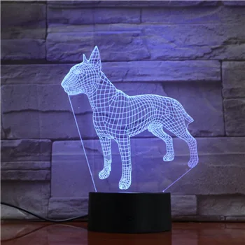 Câine 3D Lampa Iluzie Lumina de Noapte LED-uri Bec Multicolor Atmosfera American Pit Bull Terrier Cadouri de Craciun Pentru Copii Copil Jucărie