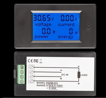 DC 20A LCD Combo Metru de Tensiune de Curent KWh Watt Baterie de Mașină Panoul Monitor de Putere
