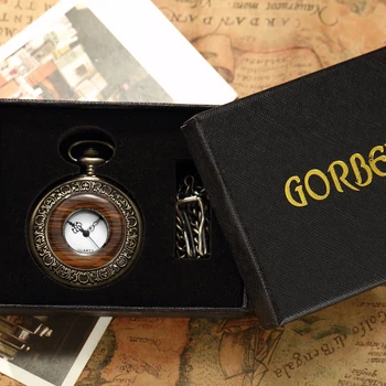 De epocă din Lemn Ceas de Buzunar Bărbați Cutie cifră arabă Cuarț Fob Ceasuri cu lanț pandantiv Steampunk buzunar ceasuri Relogio De Bolso