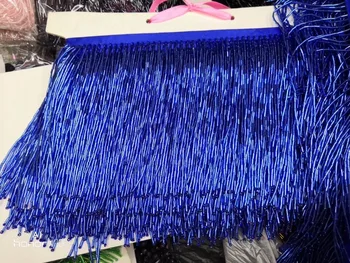 De vânzare de top royal albastru margele Fringe Trim Franjuri Canaf Dantelă Asieta 15cm lungime L-115