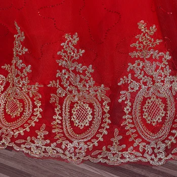 De Vânzare la cald Printesa Scumpo Broderie de Aur cu Roșu Rochie de Mireasa 2020 vestido de noiva Moda Ieftine Dantelă Rochie de Mireasa Rochii