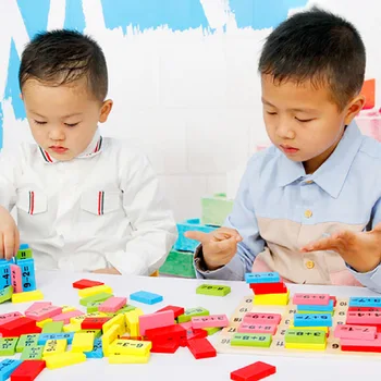 Din lemn Matematica Jucarii Montessori Devreme Jucărie de Învățământ pentru Copii Domino 2-3-4-5-6-7-8 Ani, Joc Copii, Cadouri Amuzante