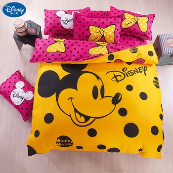 Disney Galben Mickey mouse-Set de lenjerie de Pat Plapuma fata de perna Cadouri de Crăciun pentru Adulți Copii set pat Single Regina King size
