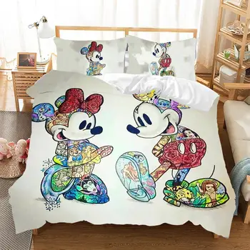 Disney Minnie Model Mickey Mouse-Set de lenjerie de Pat cu Pernă Unică Dublu Regina King Dimensiuni Poliester Lenjerie de Pat Duvet cover