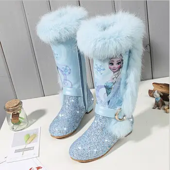 Disney Toamna Iarna Copii Printesa Elsa Cizme Fete Cizme de Moda pentru femei Cizme pentru femei de Înaltă Copii Printesa Pantofi Fete Dimensiunea 24-37