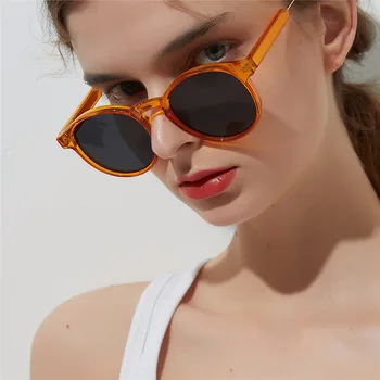 Doamnelor Retro Clasic Rotund Ochi ochelari de Soare pentru Femei de Moda de Lux Vintage Oglinda galben Ochelari Cadru Metalic Ochelari de Soare