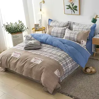Dormitor carpetă acopere stabilit mângâietor seturi de lenjerie de pat king confortabil și simplu stil carpetă acopere îngroșat poliester asternuturilor de pat set de 4buc