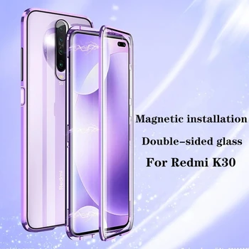 Două Fețe Magnetice Caz de Metal pentru Xiaomi Mi 9 SE CC9 A3 Lite POCO F1 9T Capac de Sticlă Pentru Redmi K20 K30 Notă 8T 8 7 10 Pro Caz