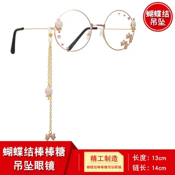 Drăguț Manual Bowknot Lollipop Pandantiv Clar Optice Rama De Ochelari Femei Rotund Fete Retro Gothic Ochelari De Sticlă Oculos Gafas