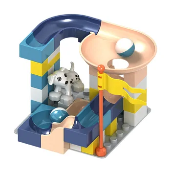 Duplo Animale Figura Pâlnie Mare 52pcs Rasă de Câine de Companie Mingea de Pavilion Slide Prieteni Rula Labirint Jucării de Bază Placă de Marmură Duploe Blocuri