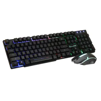 Einglish USB Cablu 104 Key Keyboard Mouse Combo Set de Fundal cu LED Pentru Notebook Laptop, Desktop PC de Gaming Rechizite de Birou Soareci