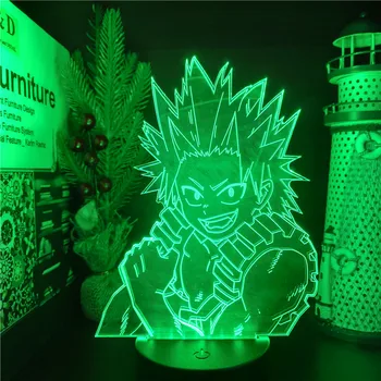 Eroul meu mediul Academic Lampă cu LED-uri Kirishima Eijiro 3D Lumina de Noapte Anime Boku No Hero Academia Lampara De Noche Dormitorio Navidad Xmas