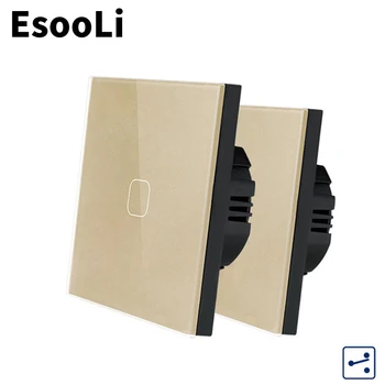 EsooLi Smart Home UE Standard de Lux Cristal de Sticlă Panou 1 Banda 2 Mod de Perete de Lumină Touch Comutator Impermeabil și Ignifug